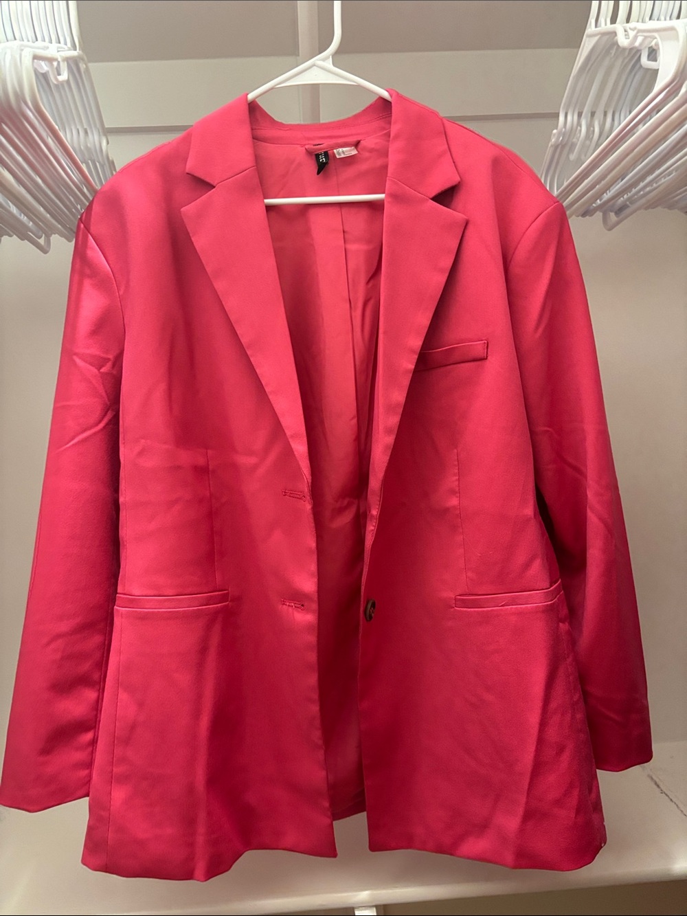 Womens Pink Blazer Jacket - Classic Single-Button Blazer